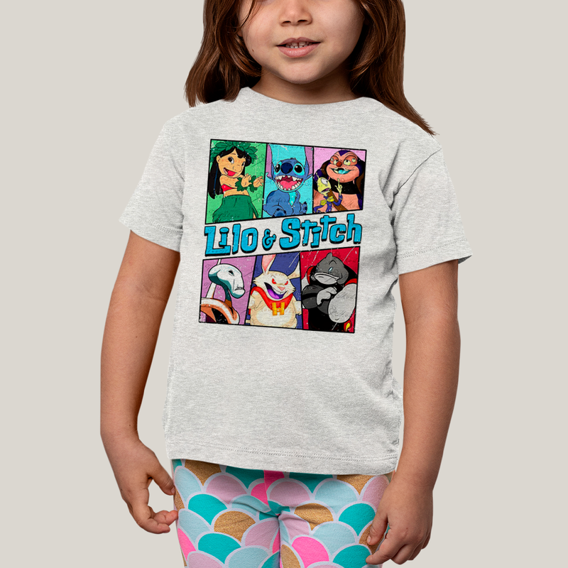 Camiseta Infantil Algodão Unissex T shirt Lilo & Stitch Alienigenas