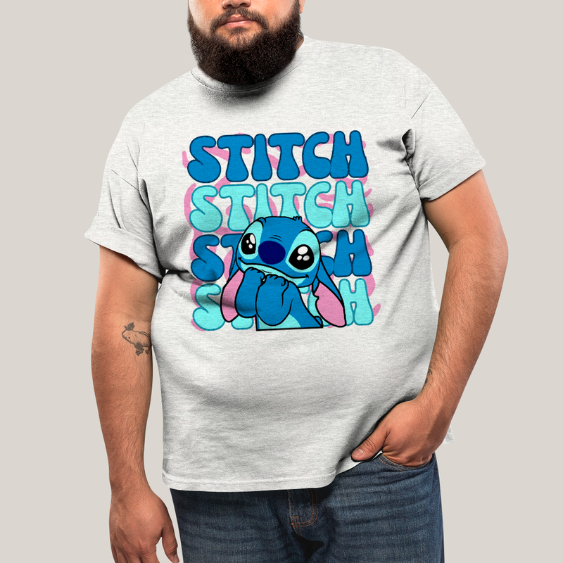 Camiseta Plus Size Algodão Unissex T shirt Lilo & Stitch Orelha Caida