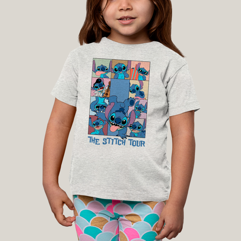 Camiseta Infantil Algodão Unissex T shirt Lilo & Stitch The Stitch Tour
