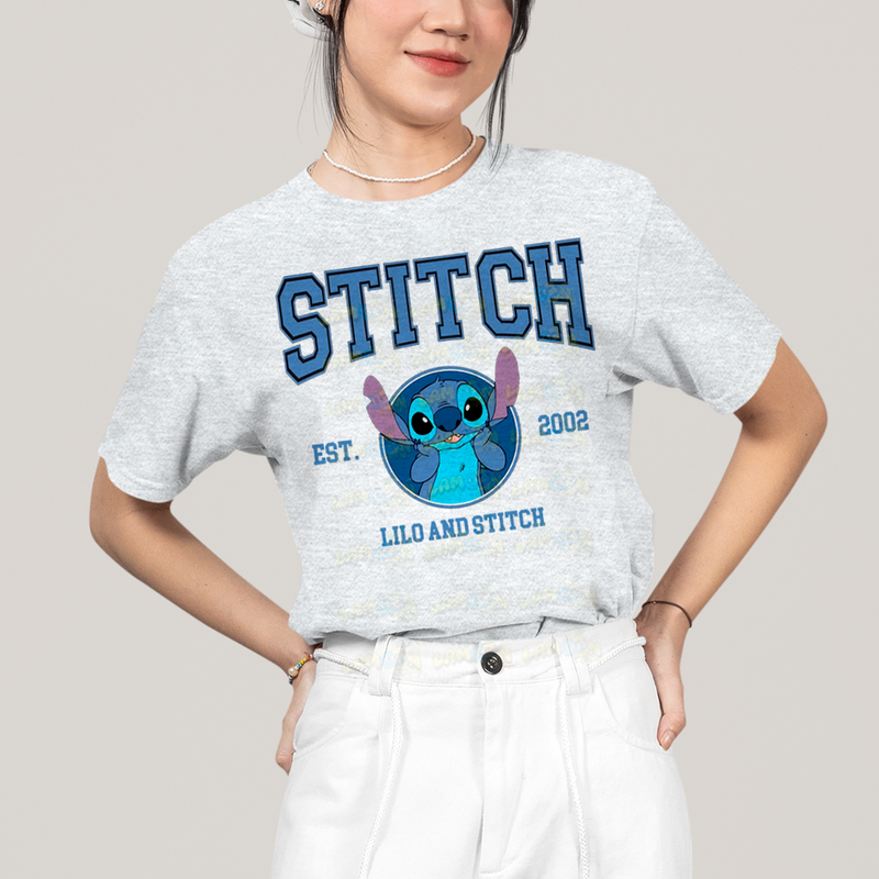 Camiseta Algodão Unissex T shirt Lilo & Stitch Est.2002