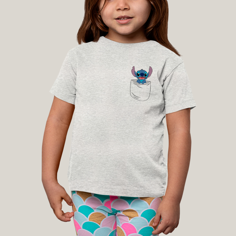 Camiseta Infantil Algodão Unissex T shirt Lilo & Stitch Orelha Caida FC