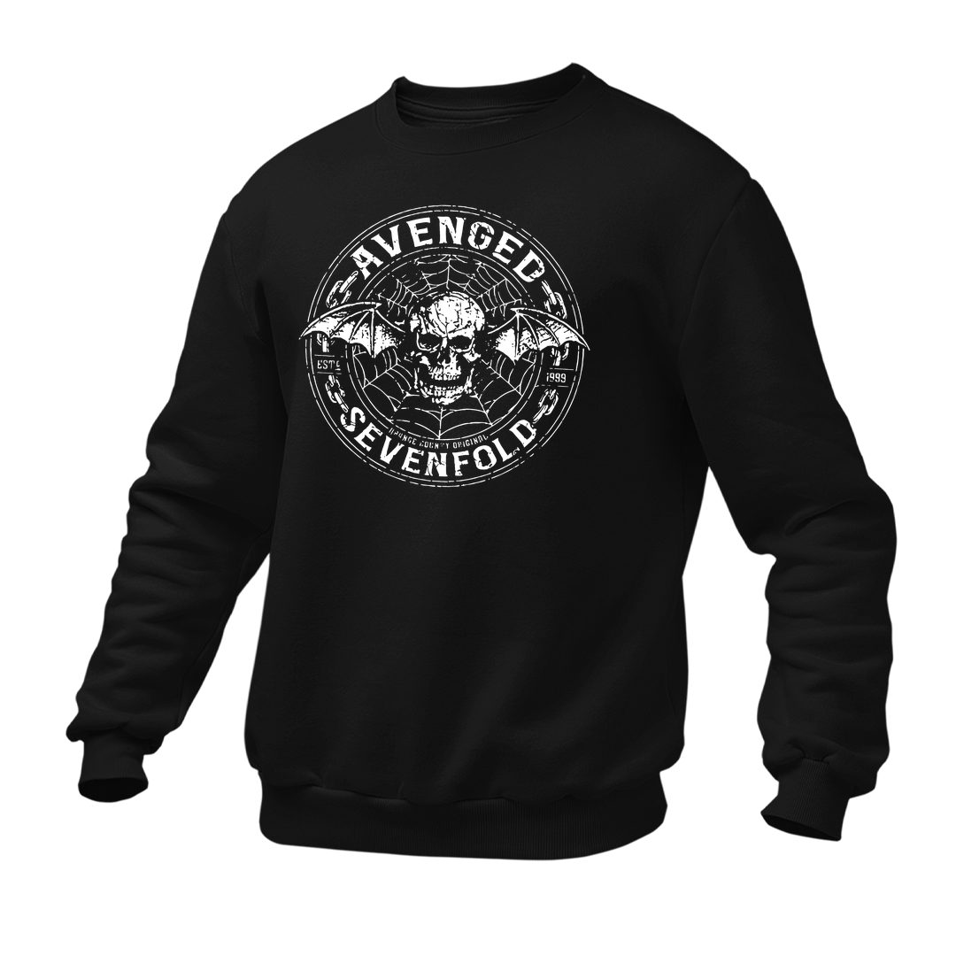 Moletom Gola Redonda Avenged Seven Fold Caveira Logo Dourado