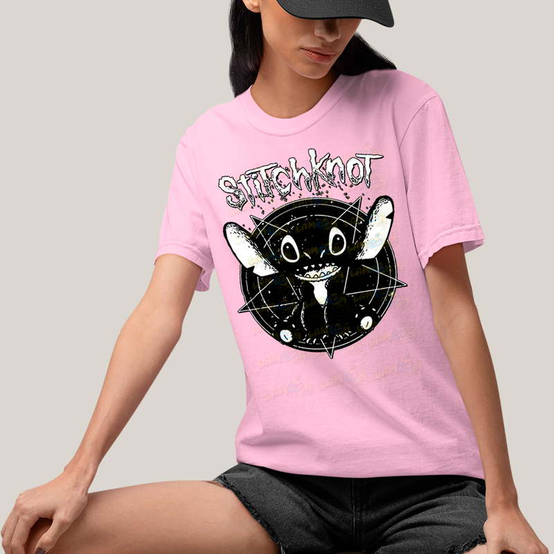 Camiseta Algodão Unissex T shirt Stitchknot Lilo & Stitch