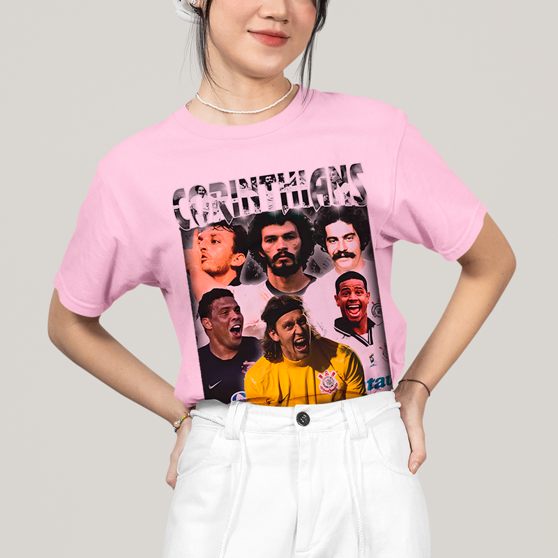 Camiseta Algodão Unissex T shirt - Futebol Ídolos Antigos Cássio Marcelinho Carioca Ronaldo Corinthians