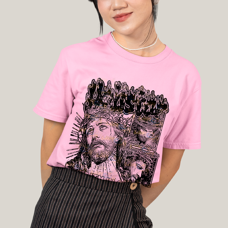 Camiseta Algodão Unissex T shirt Jesus Cristo Faith In God overcomes fear