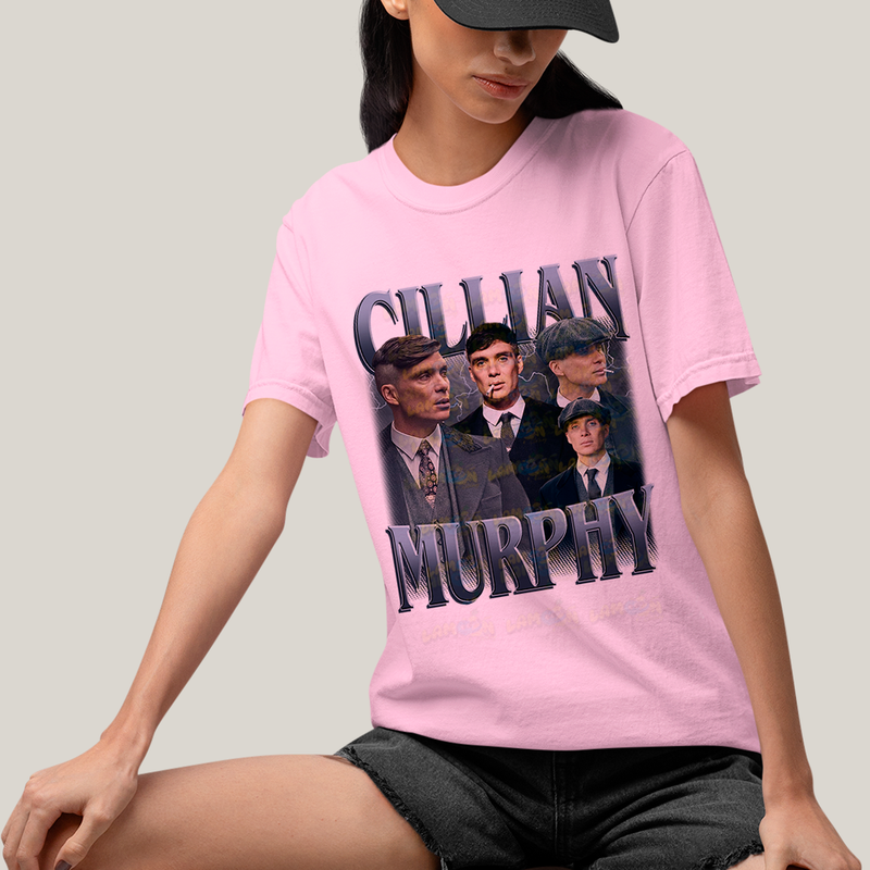 Camiseta Algodão Unissex T shirt - Cillian Murphy Peaky Blinders Cinzento