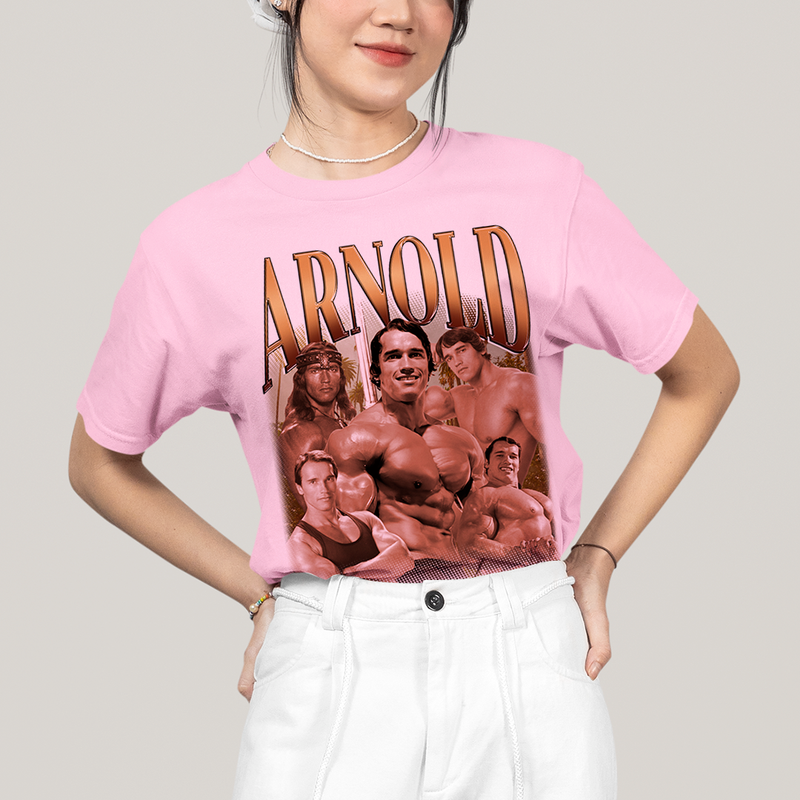Camiseta Algodão Unissex T shirt- ator Arnold Schwarzenegger Dourado academia musculo