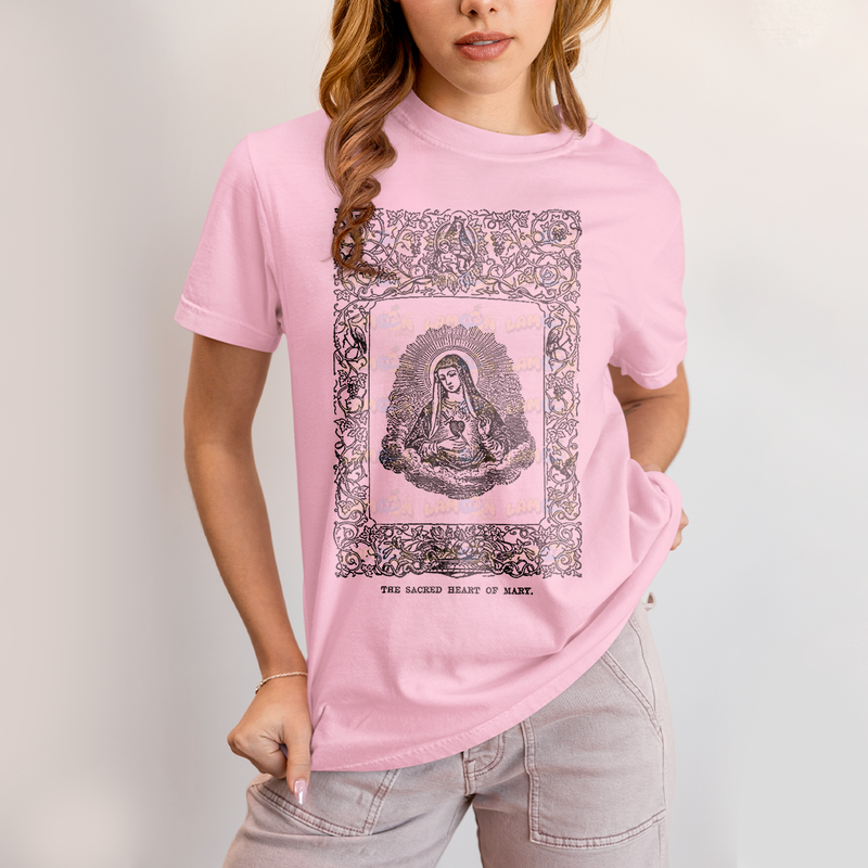 Camiseta Algodão Unissex The Sacred Heart Of Mary Maria