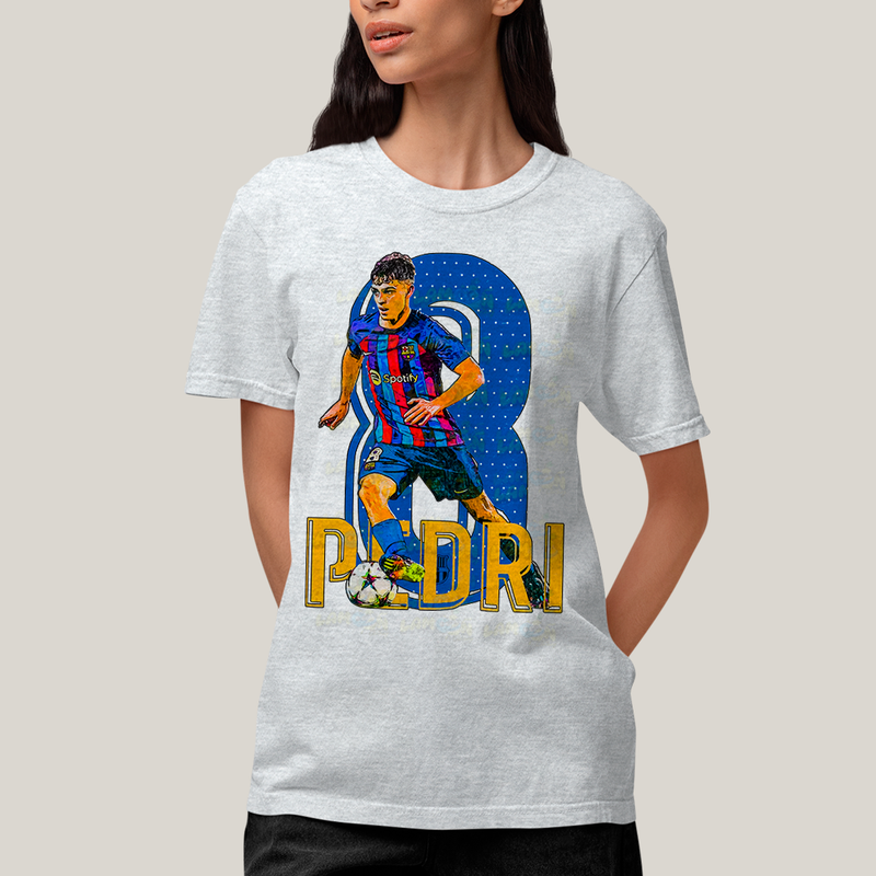 Camiseta Algodão Unissex T shirt Pedri Jogador Barcelona Espanha