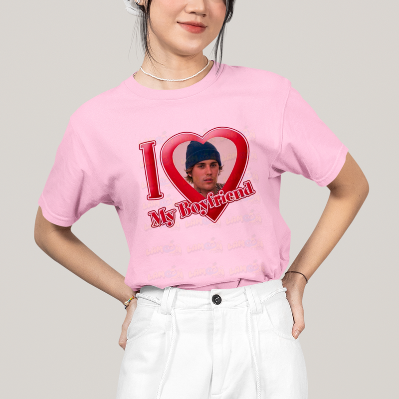 Camiseta Algodão Unissex T shirt Justin Bieber I Love my Boyfriend