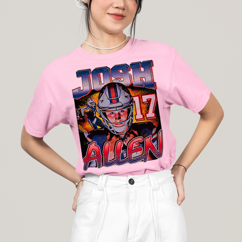 Camiseta Algodão Unissex T shirt - Josh Allen 17 jogador de futebol