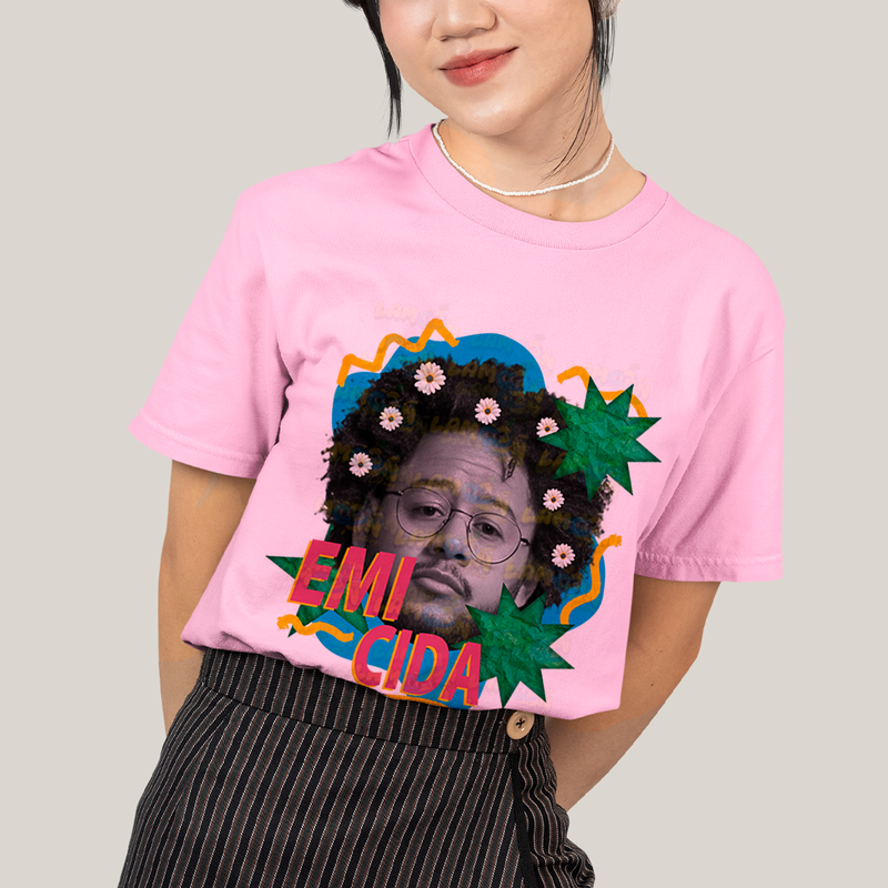 Camiseta Algodão Unissex T shirt - Emicida Rapper colagem