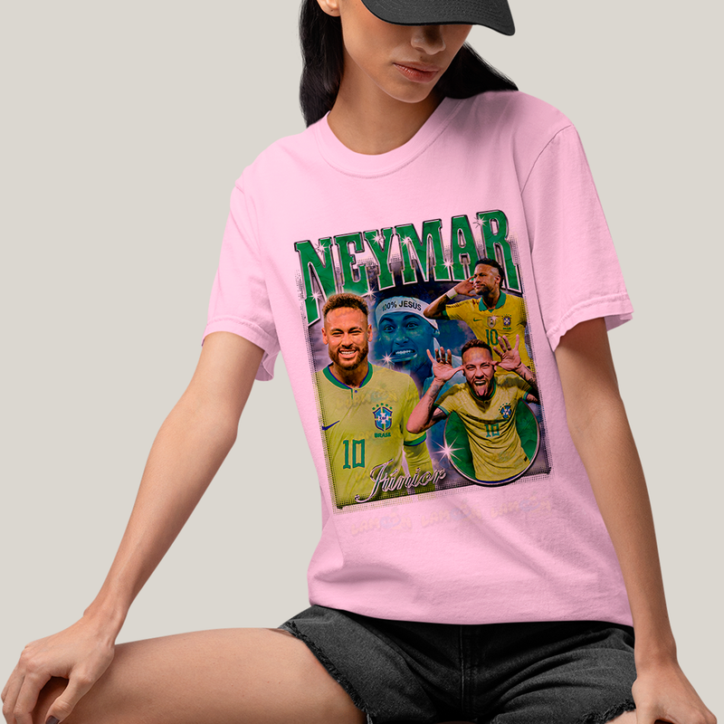 Camiseta Algodão Unissex T shirt - Neymar Júnior 100% Jesus jogador de futebol