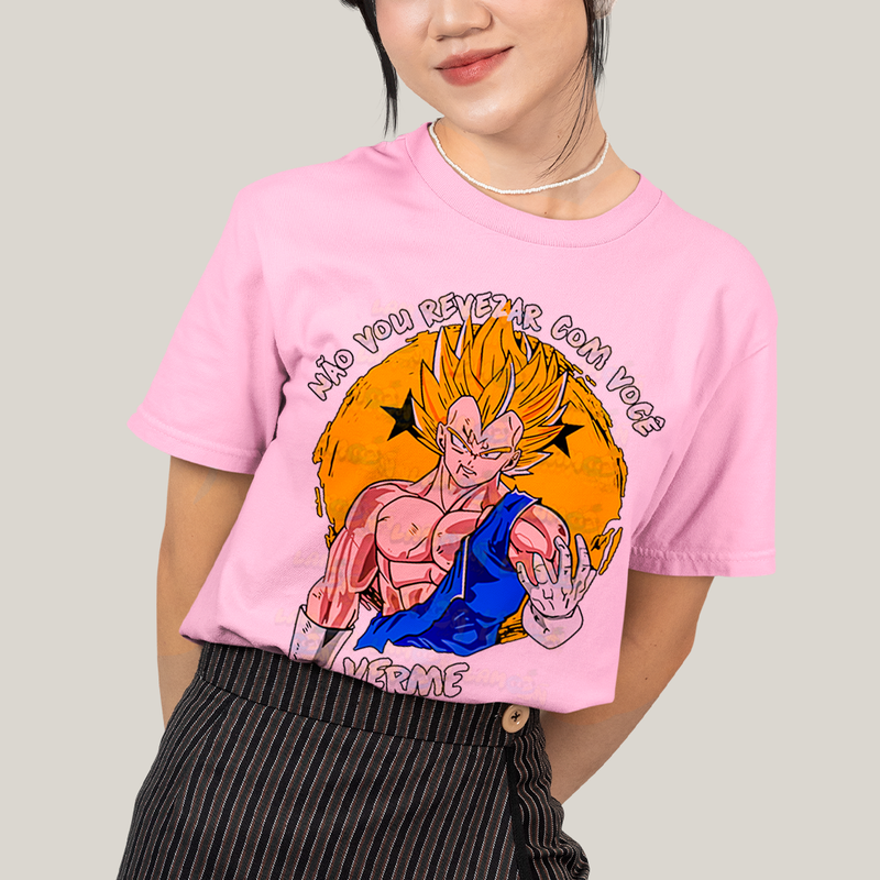 Camiseta Algodão Unissex T shirt - Vegeta Não Vou Revezar verme insolente dragonball