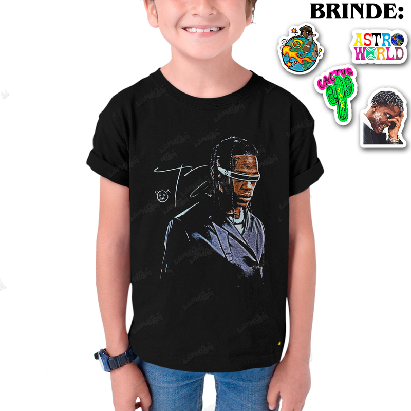 Camiseta Infantil Algodão Travis Scott Ciclope