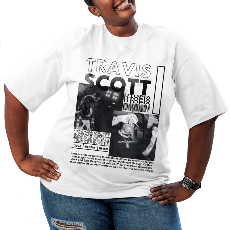 Camiseta Plus Size Algodão Travis Scott Utopia 2023