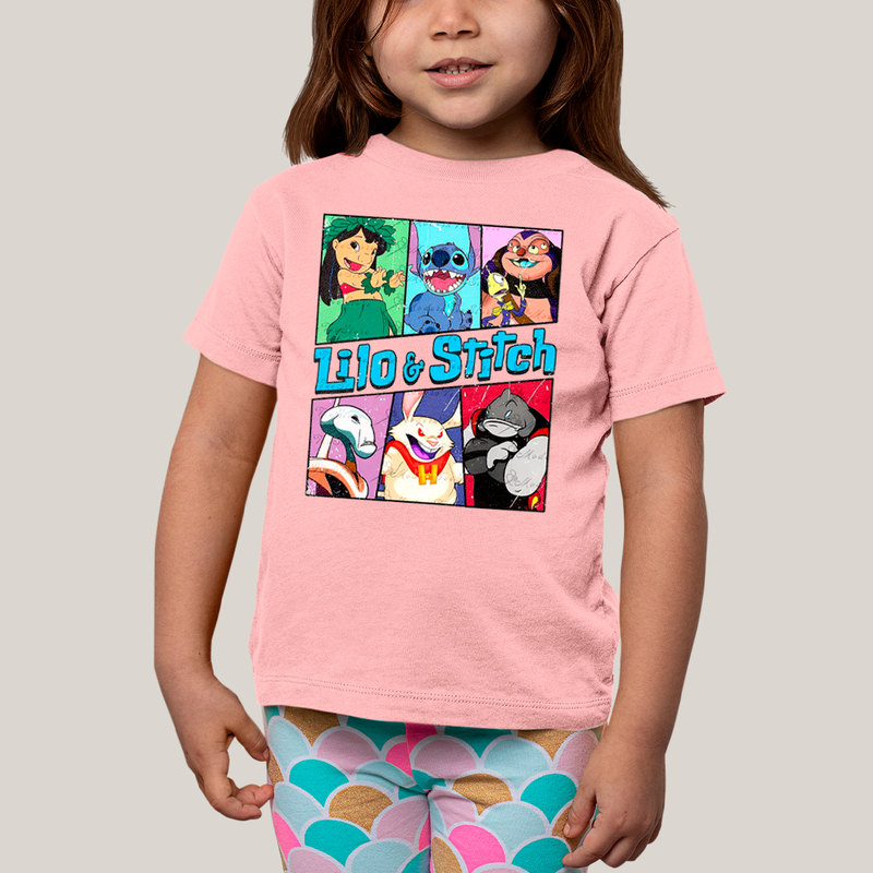Camiseta Infantil Algodão Unissex T shirt Lilo & Stitch Alienigenas