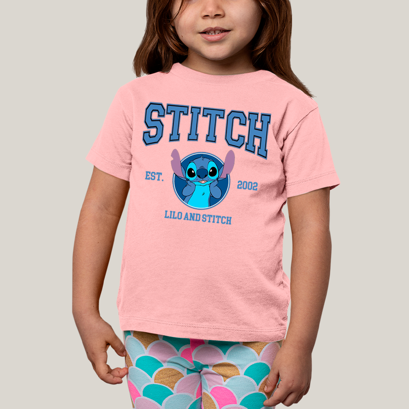 Camiseta Infantil Algodão Unissex T shirt Lilo & Stitch Est.2002