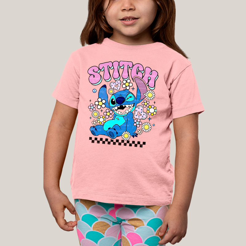 Camiseta Infantil Algodão Unissex T shirt Lilo & Stitch Piscando