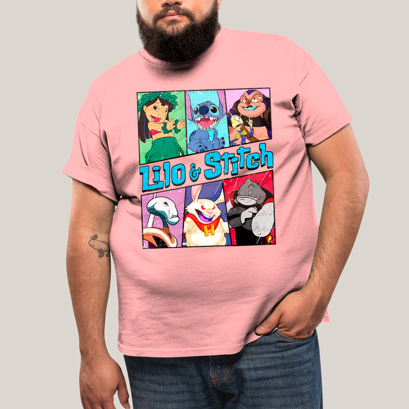Camiseta Plus Size Algodão Unissex T shirt Lilo & Stitch Alienigenas