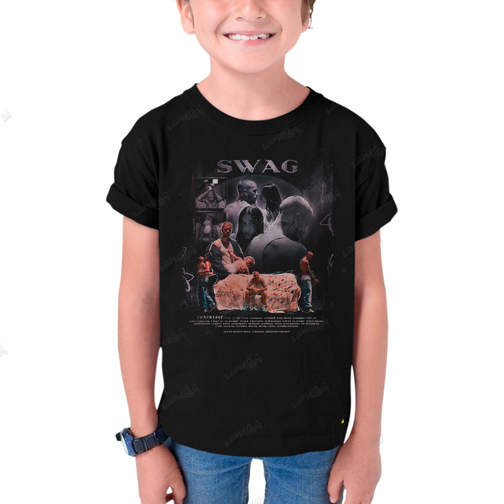 Camiseta Infantil Algodão Justin Bieber Swag Capa