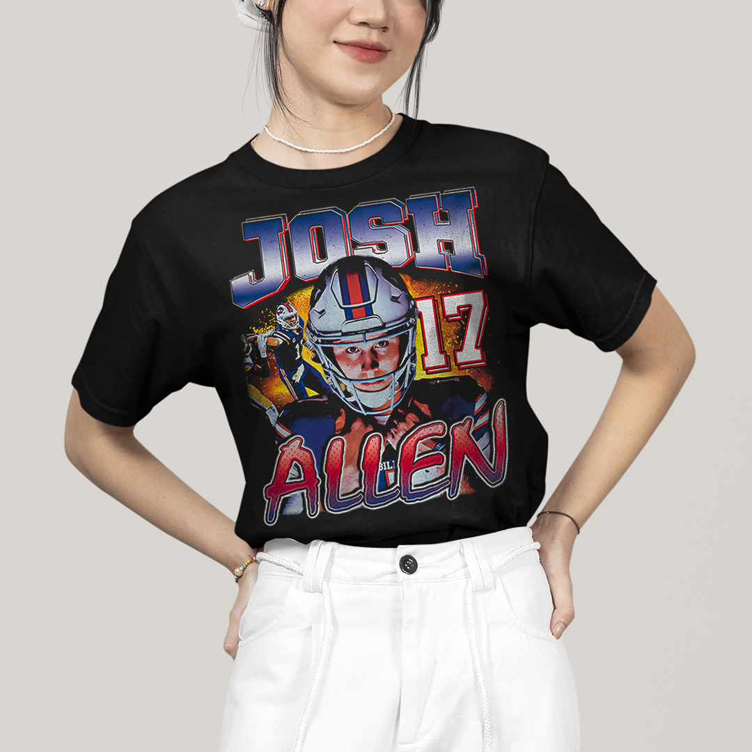 Camiseta Algodão Unissex T shirt - Josh Allen 17 jogador de futebol