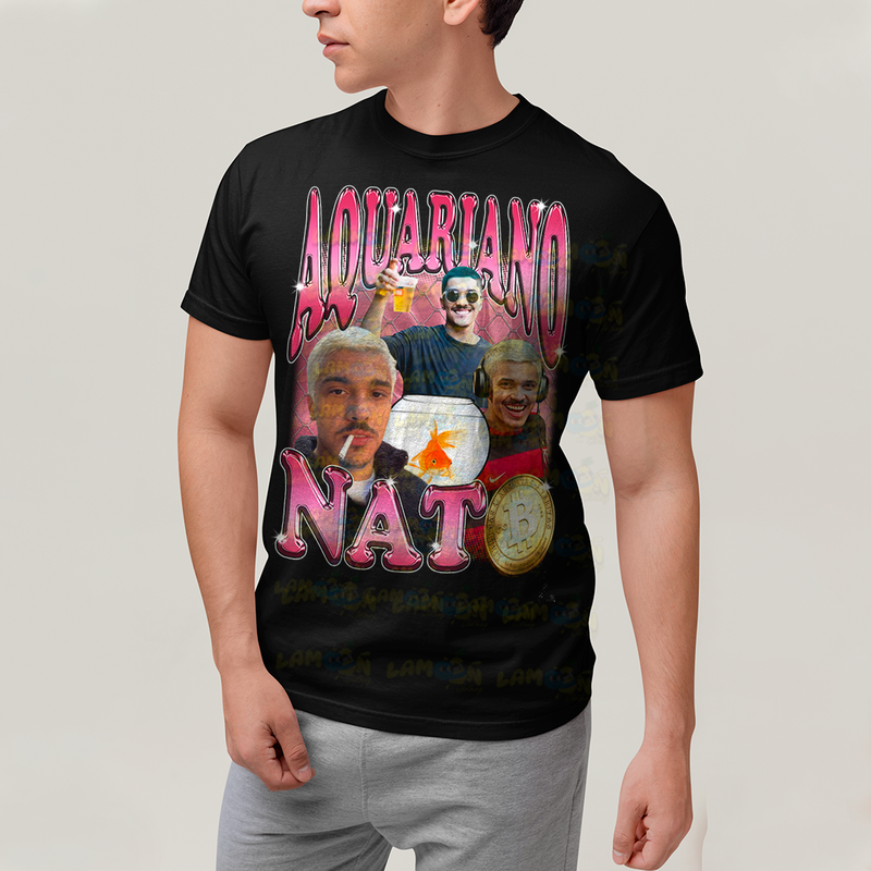 Camiseta Algodão Unissex T shirt - Aquariano Nato Chico Moedas