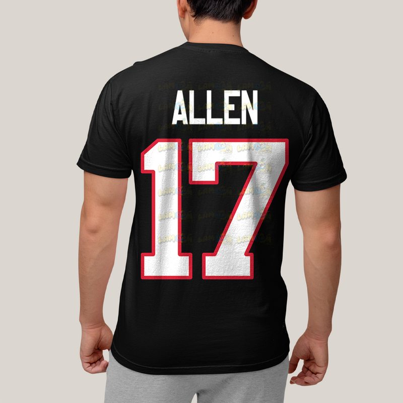 Camiseta Algodão Unissex T shirt -Josh Allen 17 Jogador de Futebol Americano FC