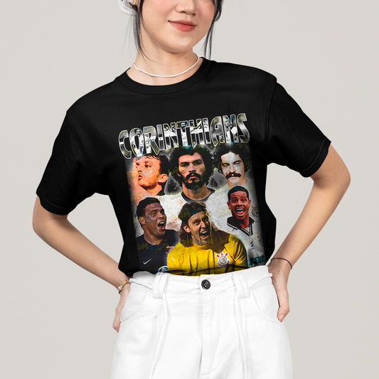 Camiseta Algodão Unissex T shirt - Futebol Ídolos Antigos Cássio Marcelinho Carioca Ronaldo Corinthians