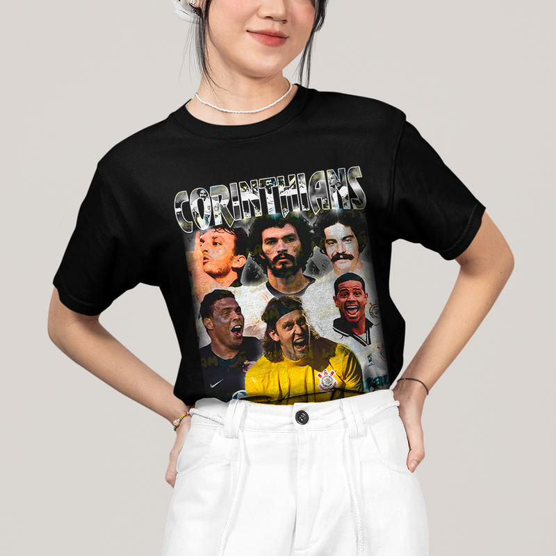 Camiseta Algodão Unissex T shirt - Futebol Ídolos Antigos Cássio Marcelinho Carioca Ronaldo Corinthians