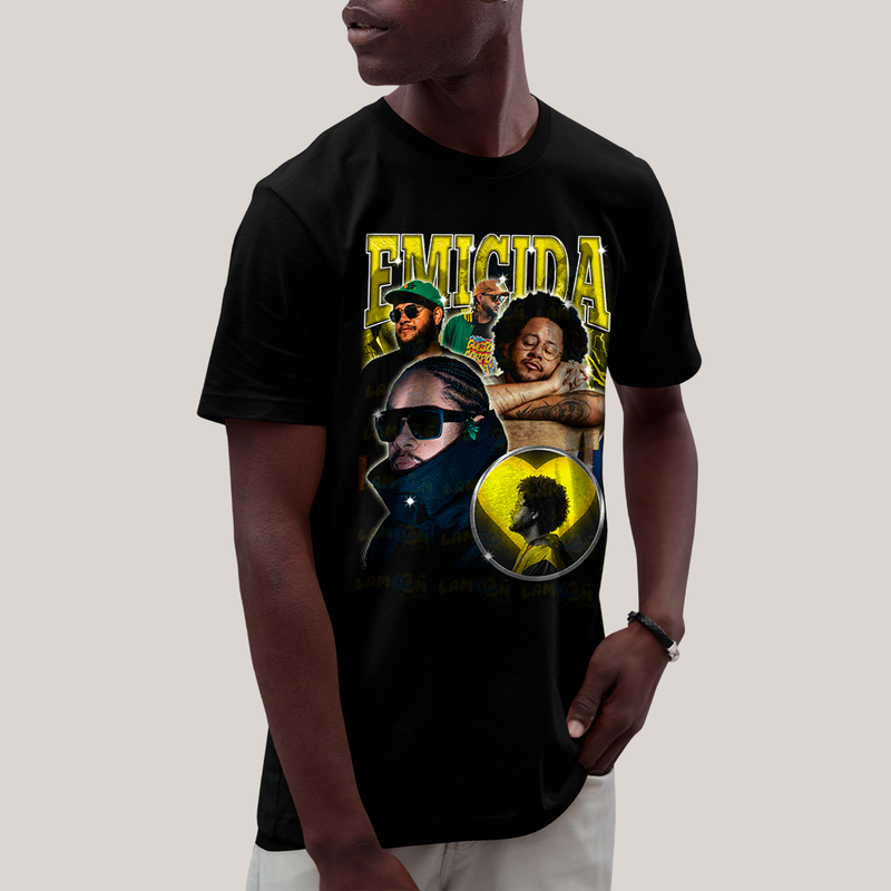 Camiseta Algodão Unissex T shirt - Emicida Amarelo cantor rap hip hop