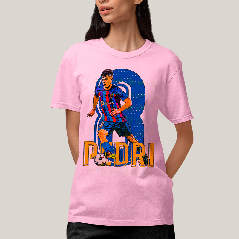 Camiseta Algodão Unissex T shirt Pedri Jogador Barcelona Espanha