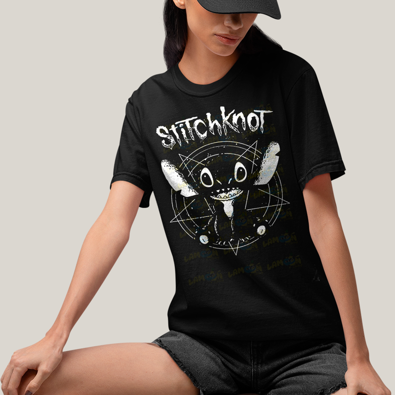 Camiseta Algodão Unissex T shirt Stitchknot Lilo & Stitch
