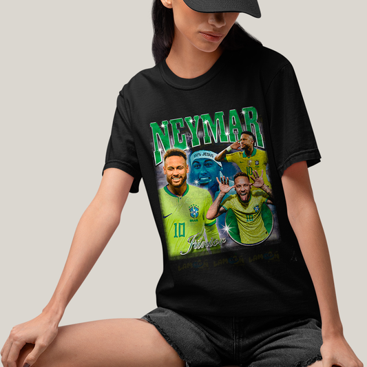 Camiseta Algodão Unissex T shirt - Neymar Júnior 100% Jesus jogador de futebol