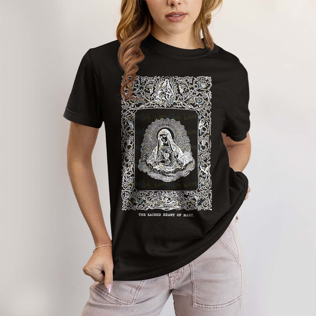 Camiseta Algodão Unissex The Sacred Heart Of Mary Maria