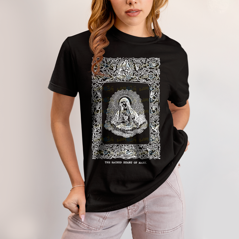 Camiseta Algodão Unissex The Sacred Heart Of Mary Maria