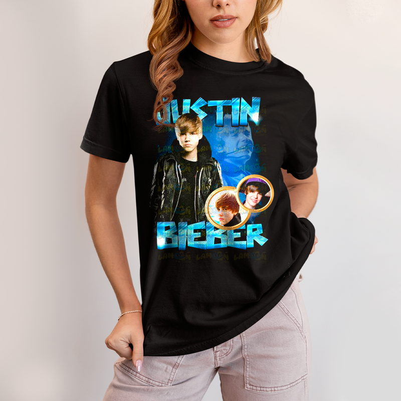 Camiseta Algodão Unissex T shirt Graphic Tee Justin Bieber Jovem