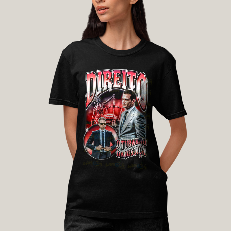 Camiseta Algodão Unissex T shirt - Direito o Tubarão da Justiça Meme advogado advocacia