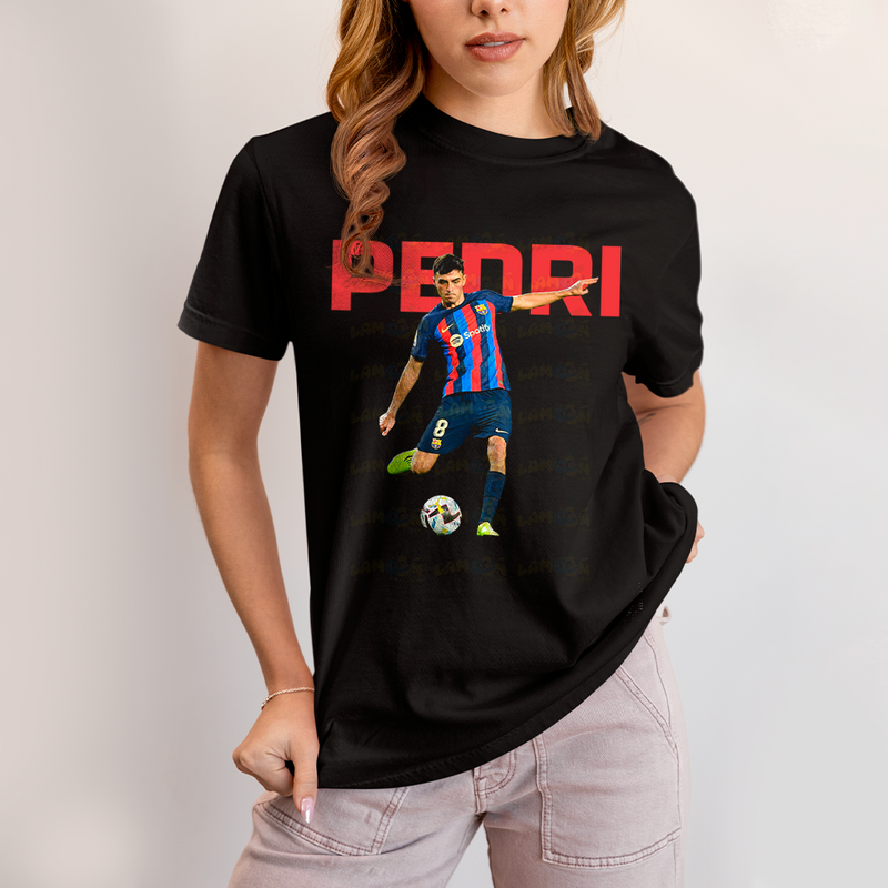 Camiseta Algodão Unissex T shirt - Pedri Jogador Barcelona Espanha