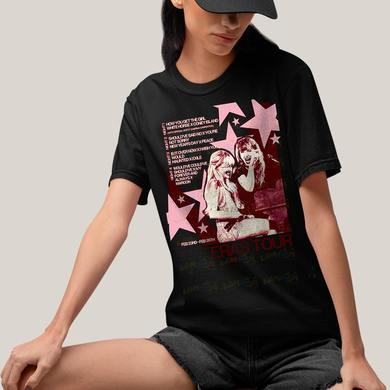 Camiseta Algodão Unissex T shirt  Sabrina Carpenter The Eras Tour Sydney Taylor Swift