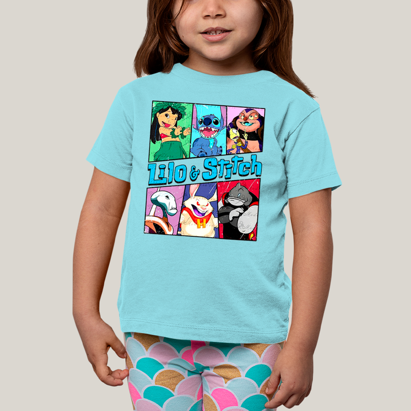Camiseta Infantil Algodão Unissex T shirt Lilo & Stitch Alienigenas