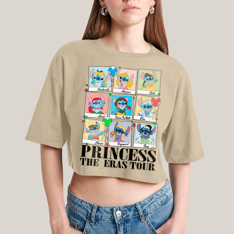 Cropped Oversized Algodão Unissex T shirt Lilo & Stitch Princess The Eras Tour FC