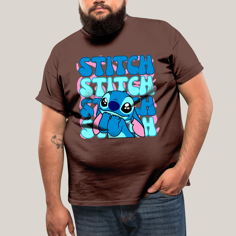 Camiseta Plus Size Algodão Unissex T shirt Lilo & Stitch Orelha Caida