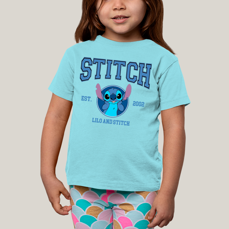 Camiseta Infantil Algodão Unissex T shirt Lilo & Stitch Est.2002