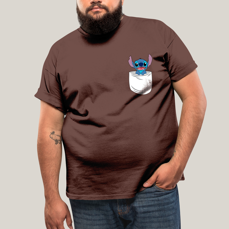 Camiseta Plus Size Algodão Unissex T shirt Lilo & Stitch Orelha Caida FC
