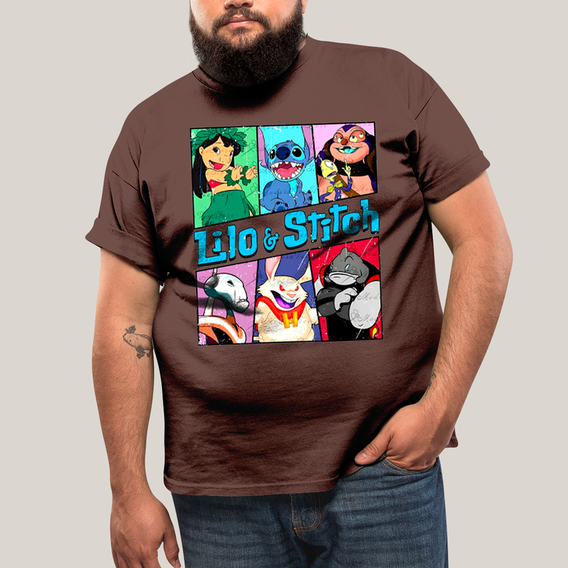 Camiseta Plus Size Algodão Unissex T shirt Lilo & Stitch Alienigenas