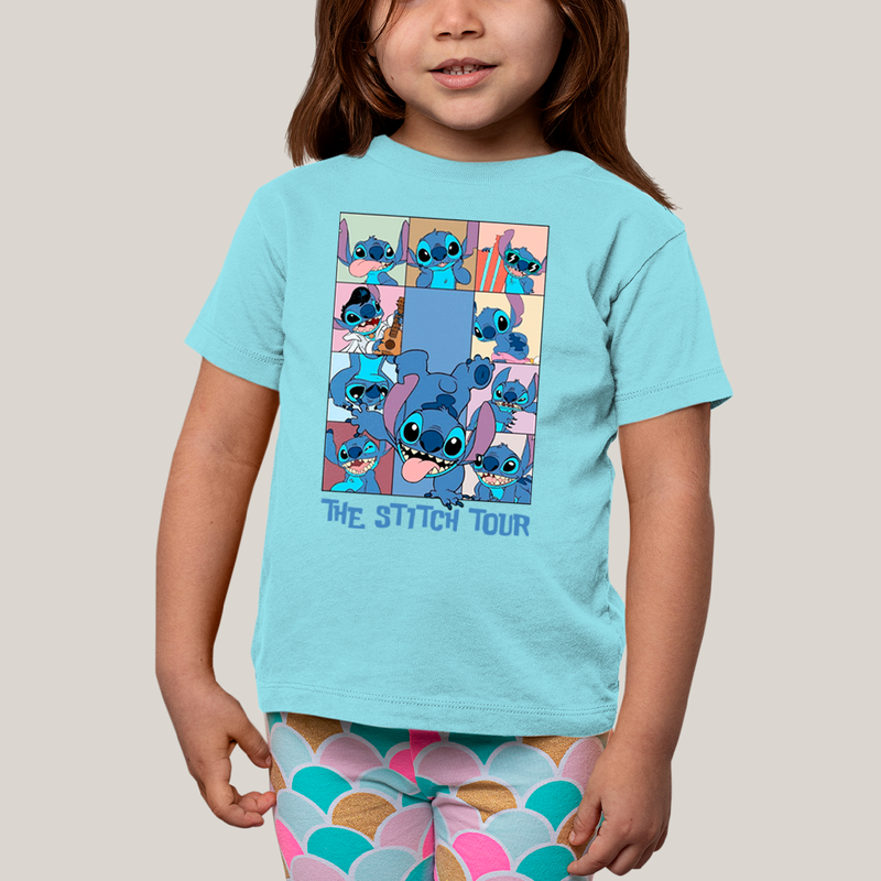 Camiseta Infantil Algodão Unissex T shirt Lilo & Stitch The Stitch Tour