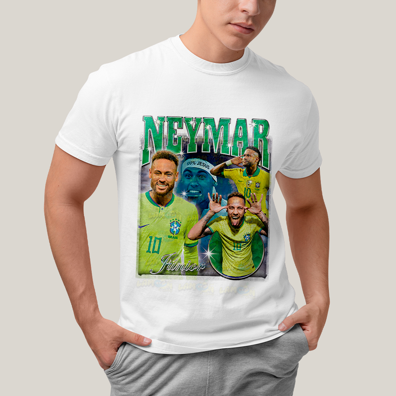 Camiseta Algodão Unissex T shirt - Neymar Júnior 100% Jesus jogador de futebol