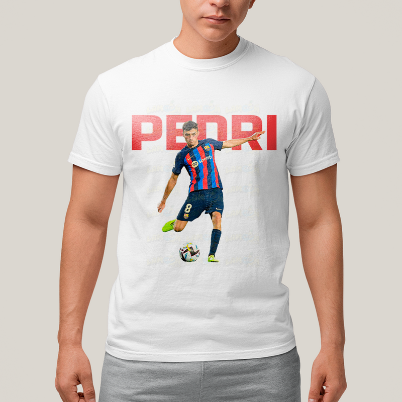 Camiseta Algodão Unissex T shirt - Pedri Jogador Barcelona Espanha