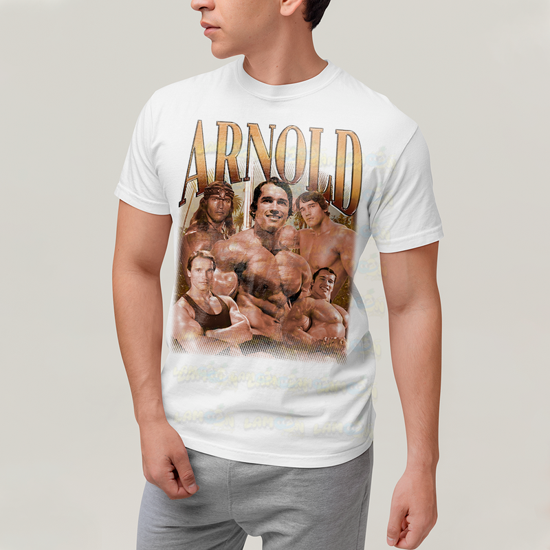 Camiseta Algodão Unissex T shirt- ator Arnold Schwarzenegger Dourado academia musculo